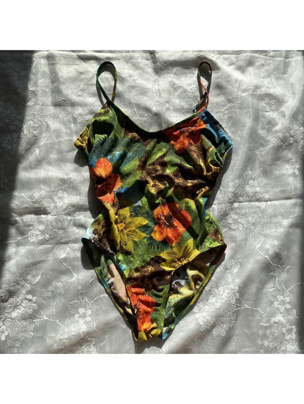Vintage authentic 90s floral one piece swim suit